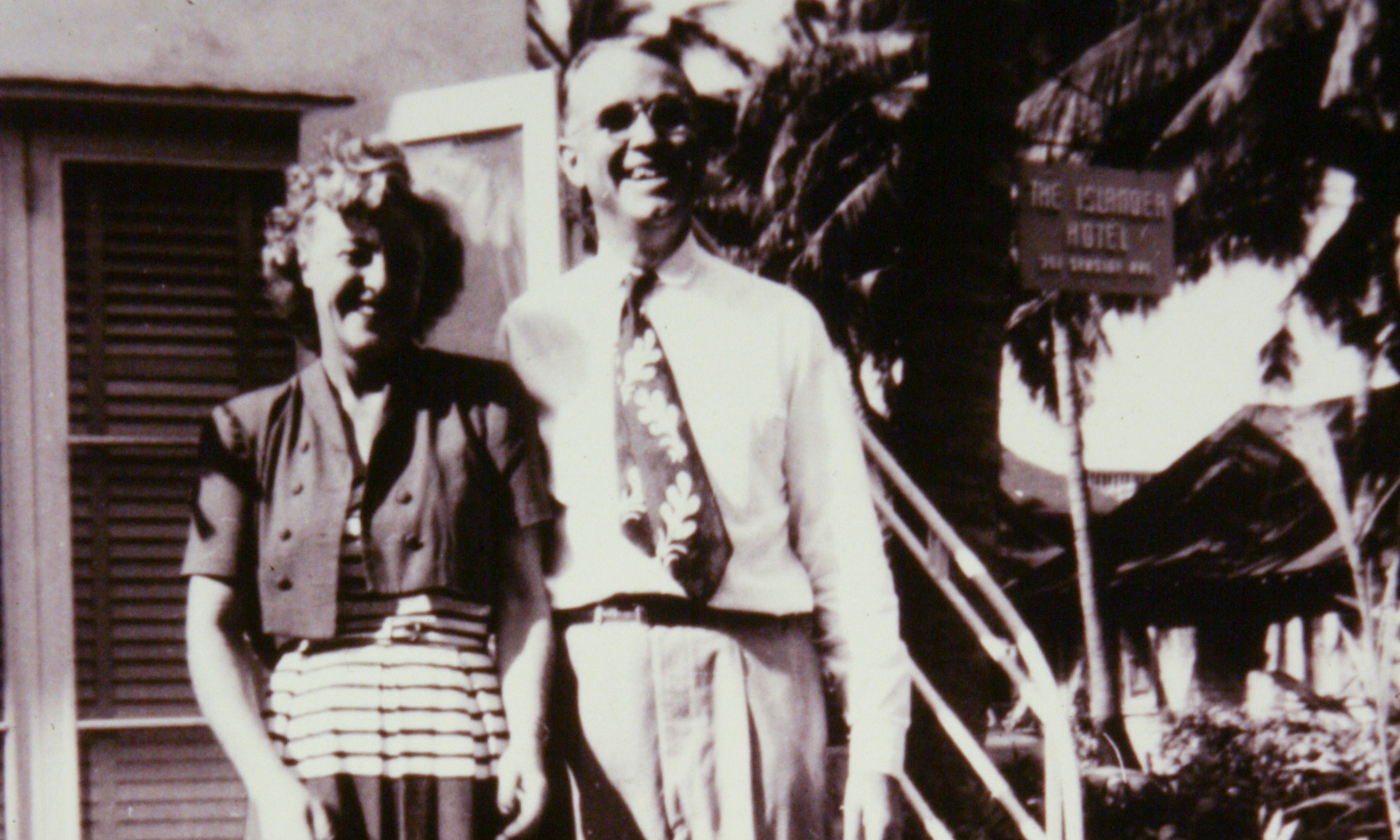 Roy and Estelle in front of the Islander Hotel